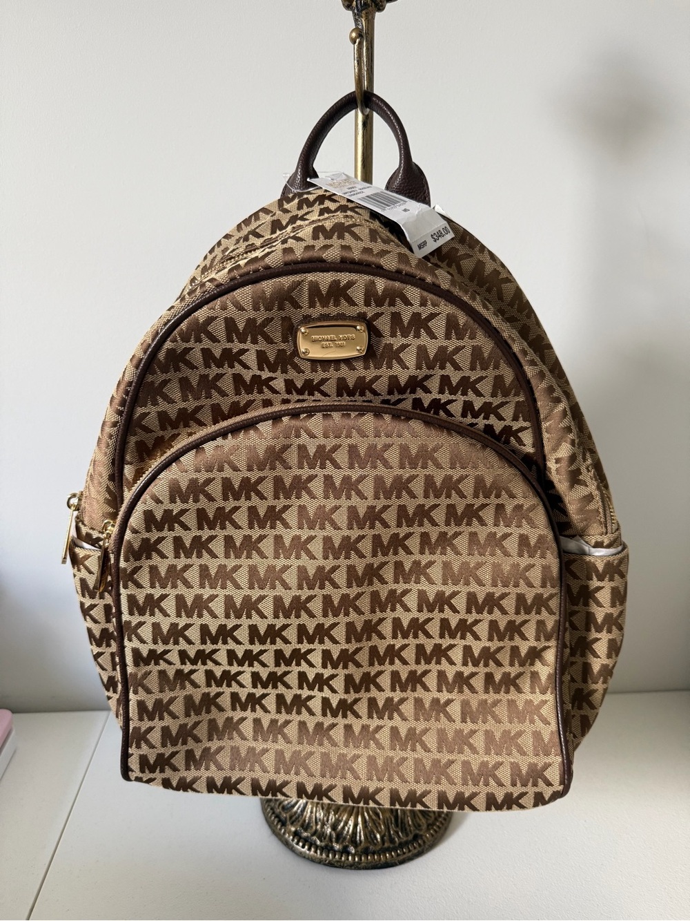 MICHAEL Michael Kors Abbey MK Signature Jacquard Zip Backpack NWT